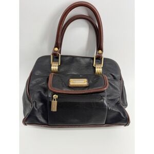 Vintage Capezio Women Black Faux Leather Tote Bag Top Handle Shoulder Bag Medium